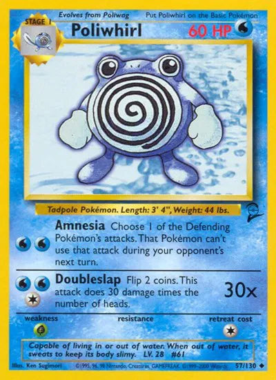 Poliwhirl Base Set 2 Uncommon 57 (MP)