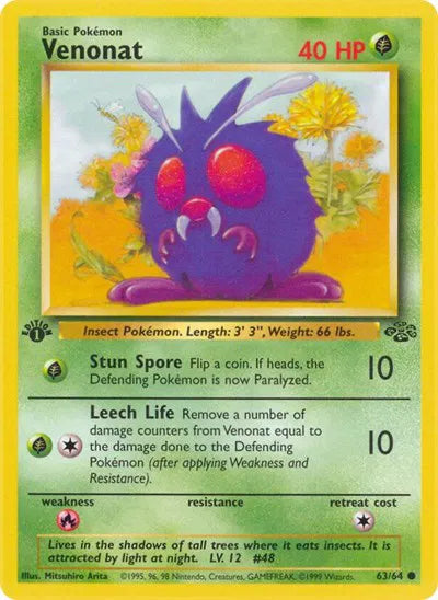 Venonat Jungle Common 63 1st Edition (DMG)