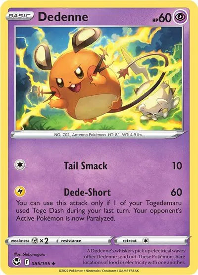 Dedenne Silver Tempest Uncommon 085/195 Reverse Holofoil