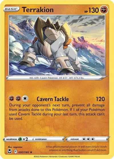 Terrakion Holo Rare • 097/195 Silver Tempest Holofoil