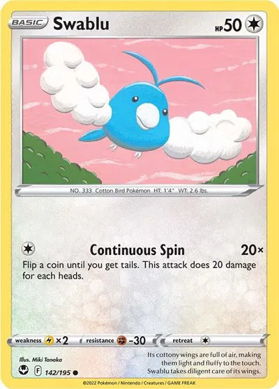 Swablu Silver Tempest Common 142/195 Reverse Holofoil