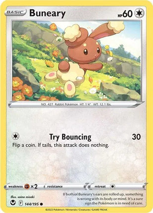 Buneary Silver Tempest Common 144/195 Reverse Holofoil