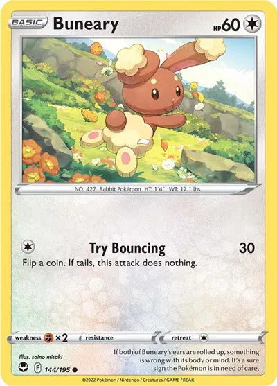 Buneary Silver Tempest Common 144/195 Reverse Holofoil