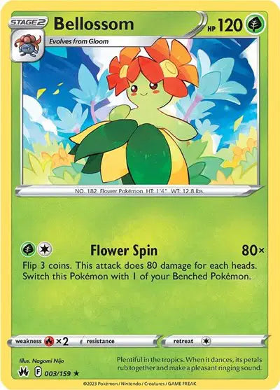 Bellossom Rare • 003/159 Crown Zenith Reverse Holofoil