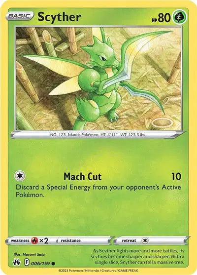 Scyther Common • 006/159 Crown Zenith Reverse Holofoil