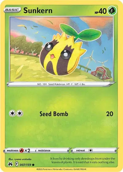 Sunkern Common • 007/159 Crown Zenith Reverse Holofoil
