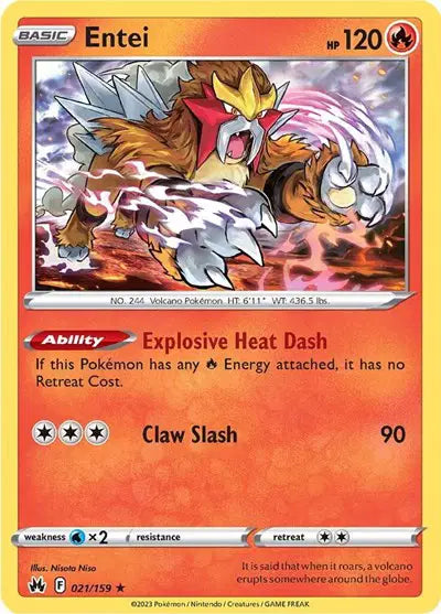 Entei Holo Rare • 021/159 Crown Zenith Reverse Holofoil