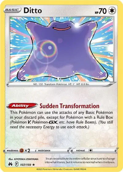 Ditto Holo Rare • 107/159 Crown Zenith Reverse Holofoil
