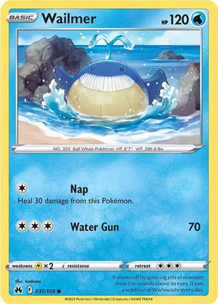 Wailmer Common • 031/159 Crown Zenith Reverse Holofoil