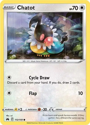 Chatot Common • 112/159 Crown Zenith Reverse Holofoil