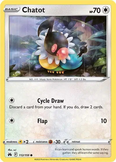 Chatot Common • 112/159 Crown Zenith Reverse Holofoil