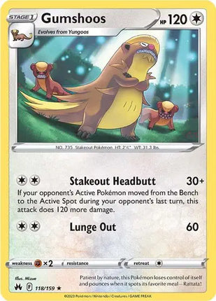 Gumshoos Rare • 118/159 Crown Zenith Reverse Holofoil