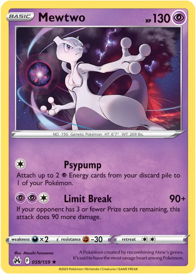 Mewtwo Holo Rare • 059/159 Crown Zenith Holofoil