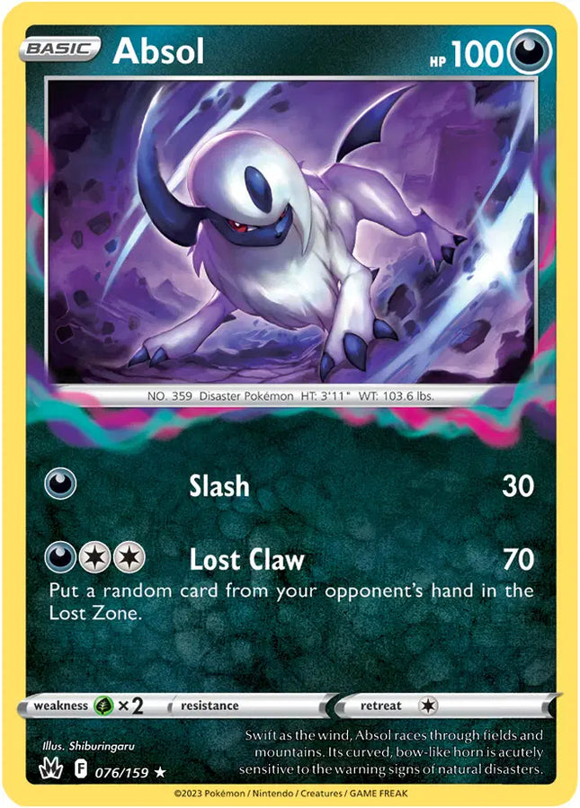 Absol Holo Rare • 076/159 Crown Zenith Reverse Holofoil