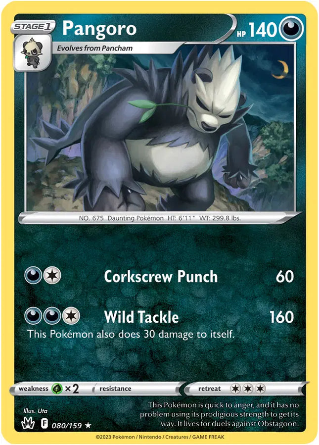 Pangoro Rare • 080/159 Crown Zenith Reverse Holofoil