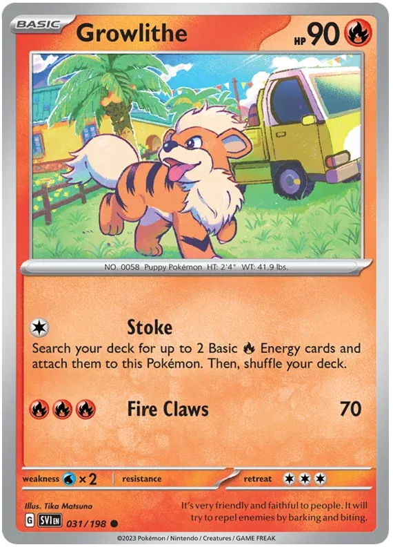 Growlithe Scarlet & Violet Base Set Common 031/198 Reverse Holofoil