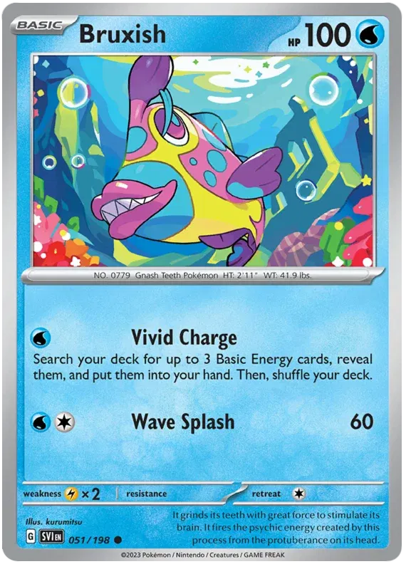 Bruxish Scarlet & Violet Base Set Common 051/198 Reverse Holofoil