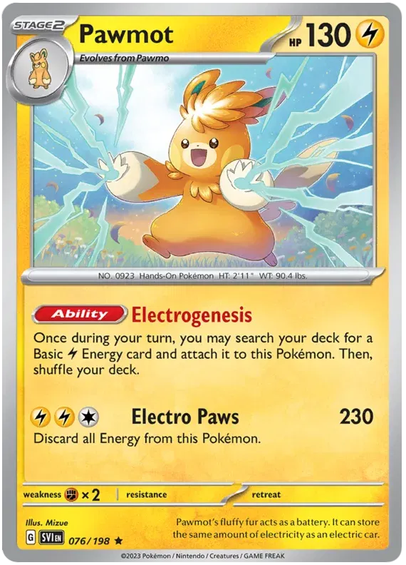 Pawmot Scarlet & Violet Base Set Rare 076/198 Holofoil