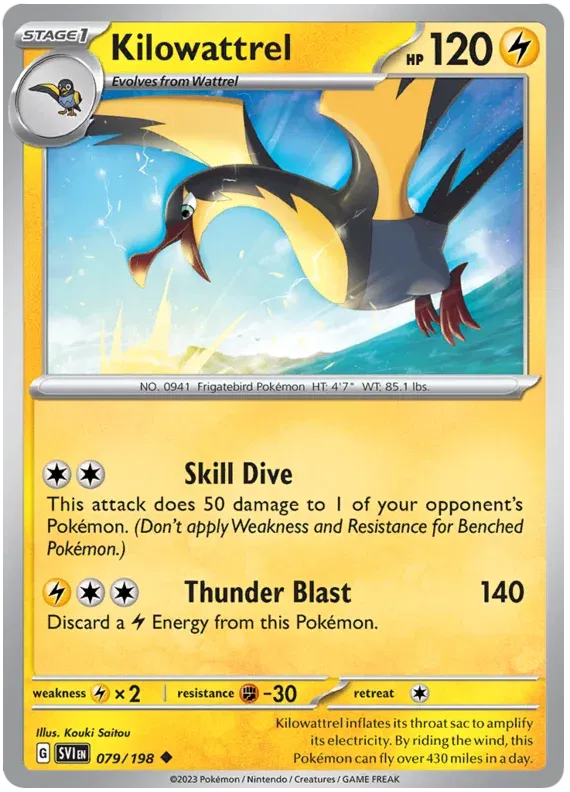 Kilowattrel Scarlet & Violet Base Set Uncommon 079/198 Reverse Holofoil