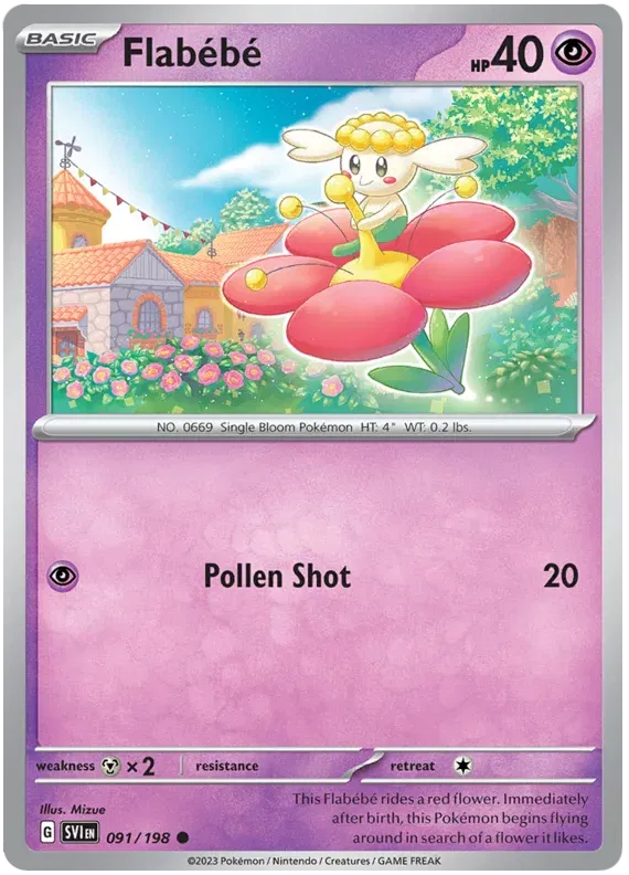 Flabebe Scarlet & Violet Base Set Common 091/198 Reverse Holofoil