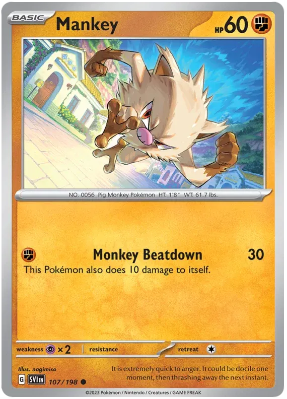 Mankey Scarlet & Violet Base Set Common 107/198