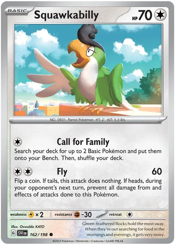 Squawkabilly Scarlet & Violet Base Set Common 162/198 Reverse Holofoil
