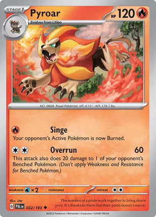 Pyroar Paldea Evolved Uncommon 032/193 Reverse Holofoil
