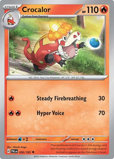 Crocalor Paldea Evolved Uncommon 036/193 Reverse Holofoil