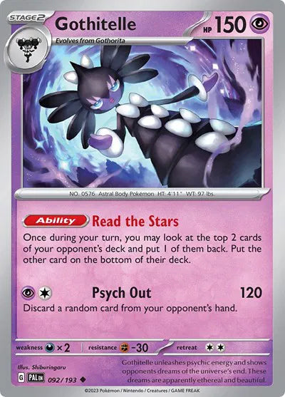 Gothitelle Paldea Evolved Uncommon 092/193 Reverse Holofoil