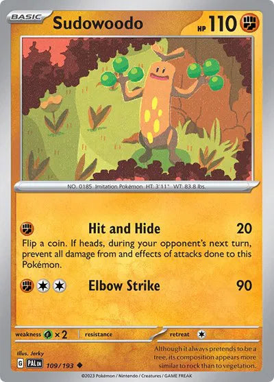 Sudowoodo Paldea Evolved Uncommon 109/193 Reverse Holofoil