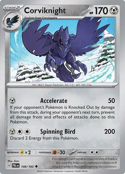 Corviknight Uncommon • 148/193 Paldea Evolved Reverse Holofoil