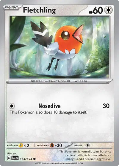Fletchling Common • 163/193 Paldea Evolved Reverse Holofoil