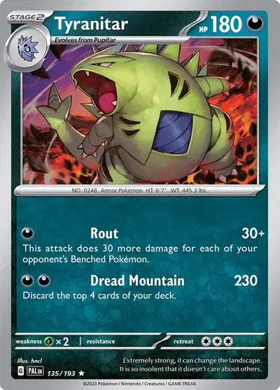 Tyranitar Rare • 135/193 Paldea Evolved Holofoil