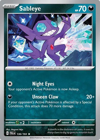Sableye Paldea Evolved Rare 136/193 Holofoil