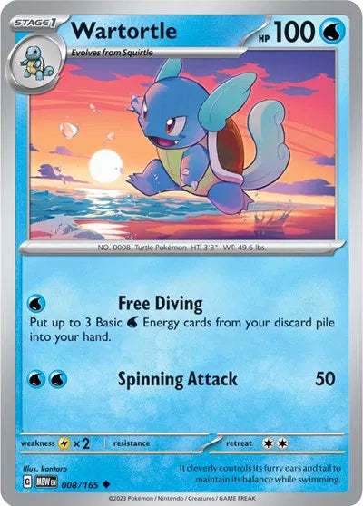 Wartortle SV: 151 Uncommon 008/165 Reverse Holofoil