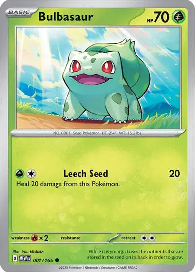 Bulbasaur Common • 001/165 SV: 151 Reverse Holofoil