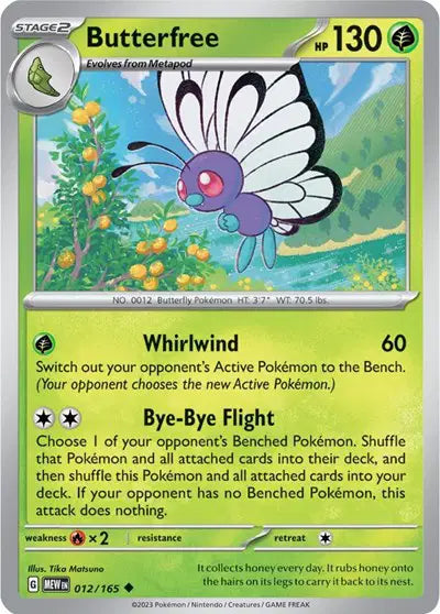 Butterfree Uncommon • 012/165 SV: 151 Reverse Holofoil