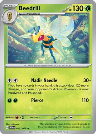 Beedrill Rare • 015/165 SV: 151 Reverse Holofoil