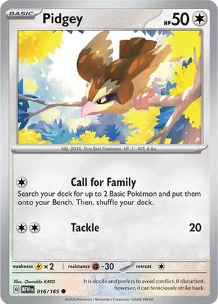 Pidgey Common • 016/165 SV: 151
