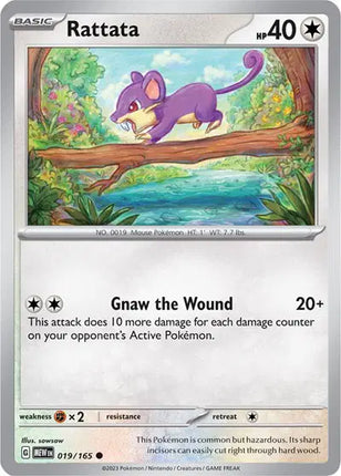 Rattata Pokemon • Common • 019/165 SV: 151 Reverse Holofoil