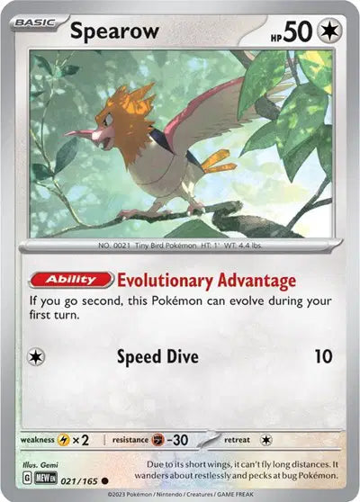 Spearow Common • 021/165 SV: 151 Reverse Holofoil