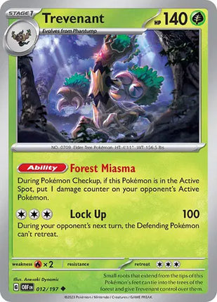 Trevenant Uncommon • 012/197 Obsidian Flames