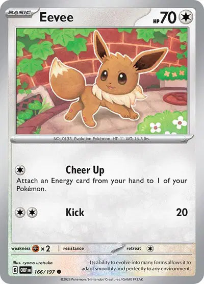 Eevee Common • 166/197 Obsidian Flames Reverse Holofoil