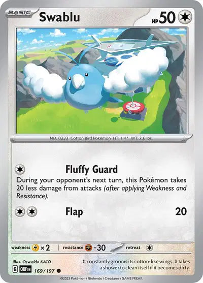 Swablu Common • 169/197 Obsidian Flames Reverse Holofoil