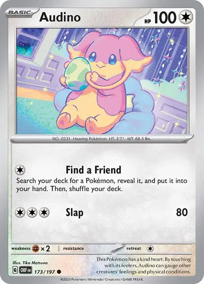 Audino Common • 173/197 Obsidian Flames Reverse Holofoil