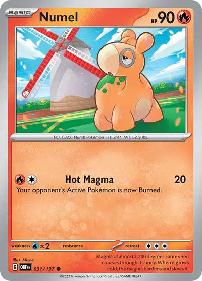 Numel Common • 031/197 Obsidian Flames Reverse Holofoil