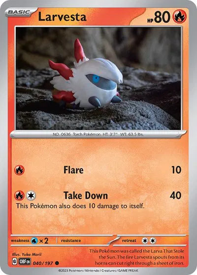 Larvesta Obsidian Flames Common 040/197 Reverse Holofoil