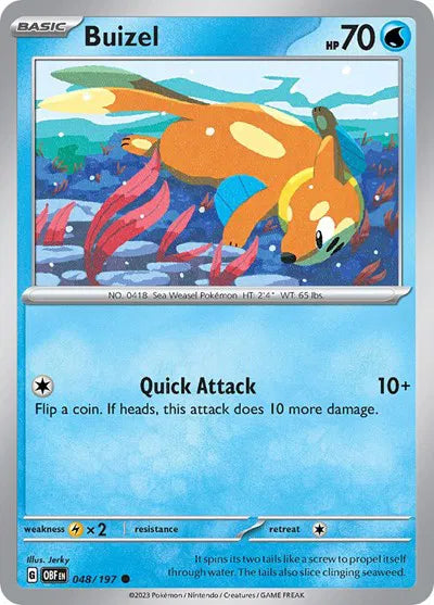 Buizel Obsidian Flames Common 048/197 Reverse Holofoil