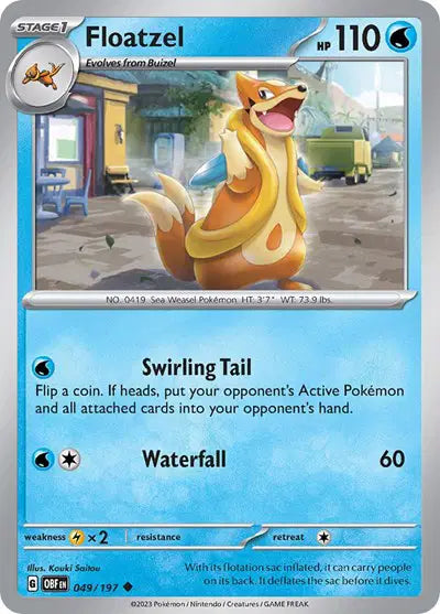 Floatzel Uncommon • 049/197 Obsidian Flames Reverse Holofoil