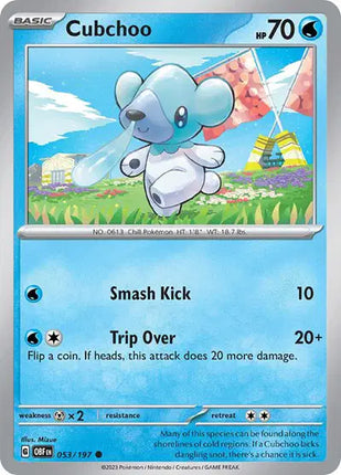 Cubchoo Common • 053/197 Obsidian Flames Reverse Holofoil